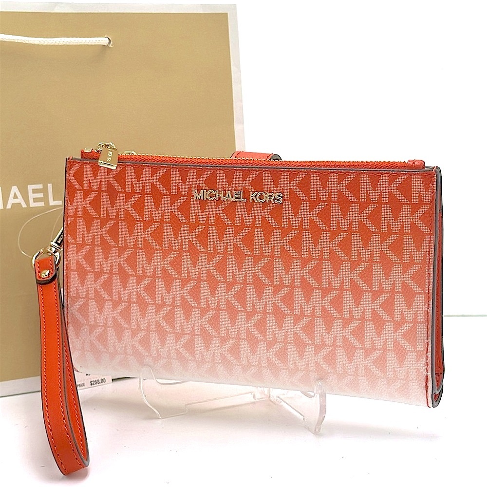 Michael Kors Jet Set Large Ombré Signature Logo Wristlet Phone Holder Wallet